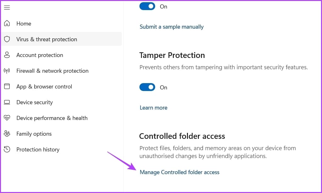 Manage-Controlled-folder-access-1 أفضل 7 طرق لإصلاح خطأ في فتح الملف للكتابة في Windows 11