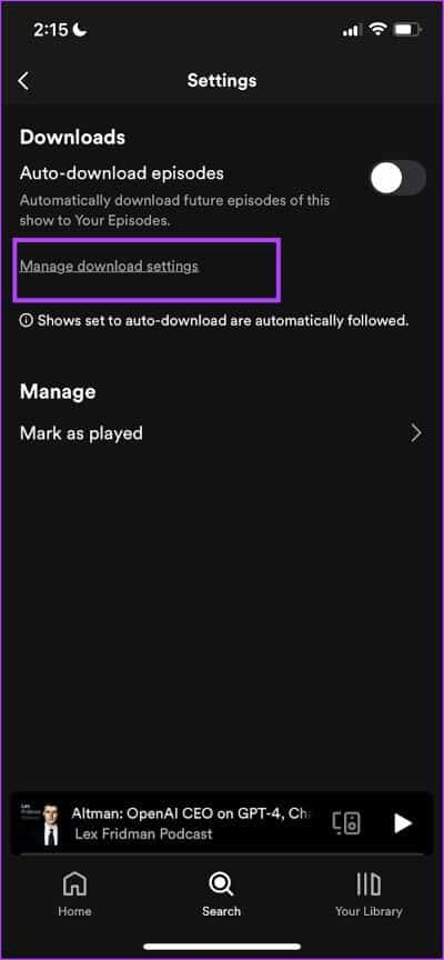 Manage-Download-Settings كيفية تنزيل الموسيقى والبودكاست على Spotify للاستماع دون اتصال