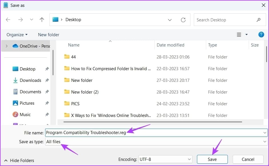 Naming-the-file 4 أفضل الطرق لتشغيل مستكشف أخطاء توافق البرامج ومصلحها على Windows 10 و Windows 11