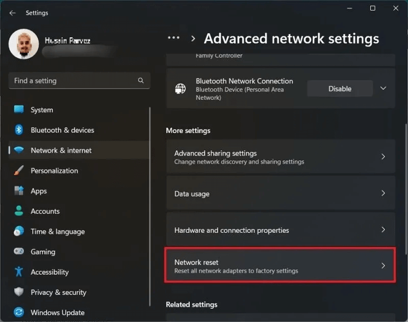 Network-Reset-Option-Settings-800x632.jpg كيفية إصلاح خطأ "تم قطع اتصالك" على Windows