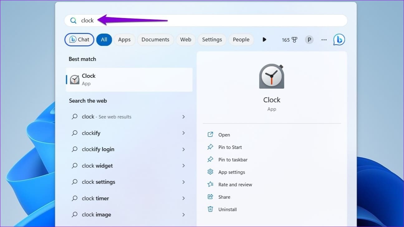 Open-Clock-App-in-Windows-1 كيفية ضبط وتحرير وحذف المنبه في Windows 11