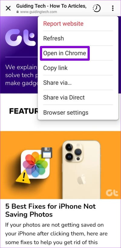 Open-Instagram-Link-in-External-Browser-500x1024-1 أفضل 7 طرق لإصلاح عدم عمل روابط Instagram على Android و iPhone