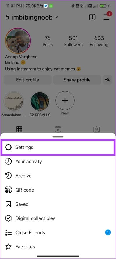 Open-settings-on-Instagram 10 طرق سهلة لإصلاح "هذه القصة غير متوفرة" على Instagram