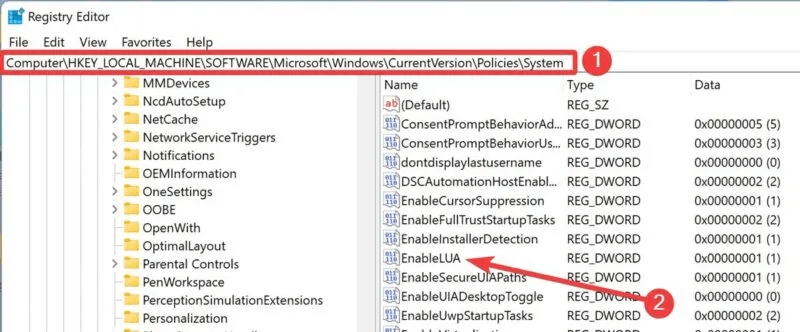 Privilege-is-Not-Held-Opening-EnableLUA-registry-key-800x332.jpg 4 طرق لإزالة الخطأ 0x80070522 من Windows