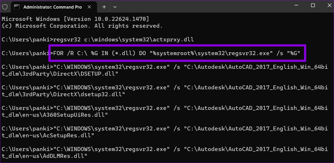Re-Register-DLL-Files-in-Windows أفضل 5 طرق لإصلاح عدم وجود مثل هذه الواجهة المدعومة (No such interface supported) في Windows 11