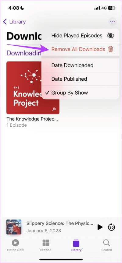 Remove-All-Downloads كيفية إيقاف تطبيق Podcasts من تنزيل العروض تلقائيًا على iPhone و iPad و Mac