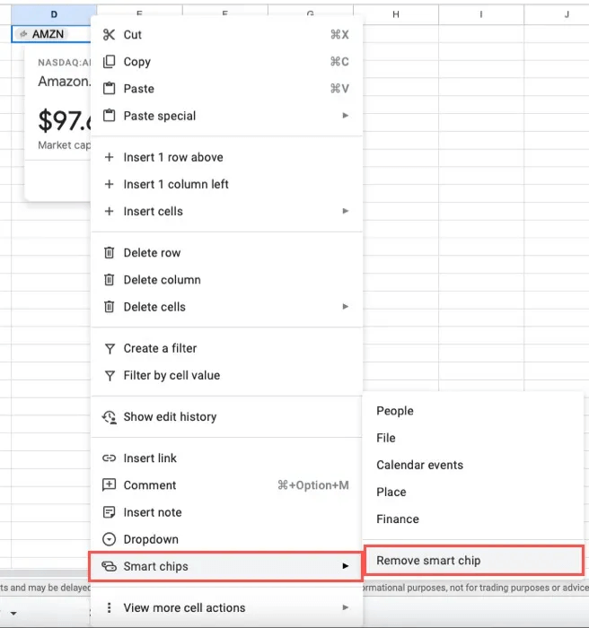 Remove-Smart-Chip-Google-Sheets.jpg كيفية تتبع الأسهم في Google Sheets