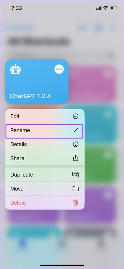 Rename-Shortcut كيفية استخدام ChatGPT مع Siri على iPhone