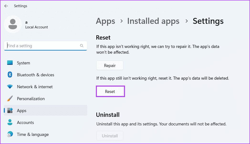 Reset-Settings-App-Using-Advanced-Settings-2 أفضل 4 طرق لإعادة تعيين تطبيق الإعدادات في Windows 10 و Windows 11