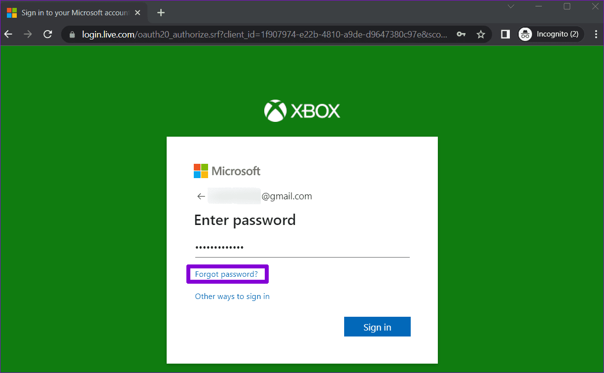 Reset-Xbox-Account-Password أفضل 6 طرق لإصلاح عدم سماح تطبيق Xbox بتسجيل الدخول على Windows 11
