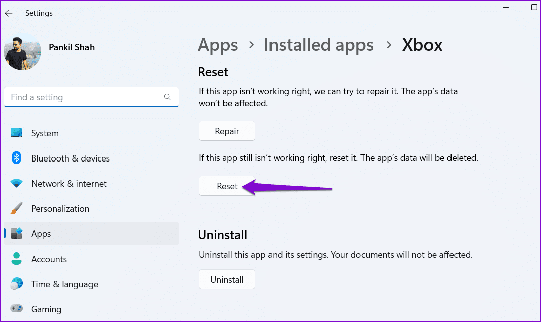Reset-Xbox-App-on-Windows-1 أفضل 7 طرق لإصلاح عدم عمل إشعارات تطبيق Xbox على Windows