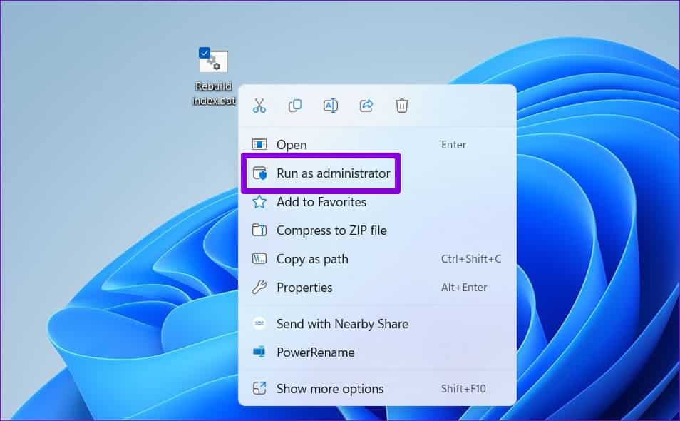 Run-Batch-File-in-Windows كيفية إعادة إنشاء فهرس البحث في Windows 11