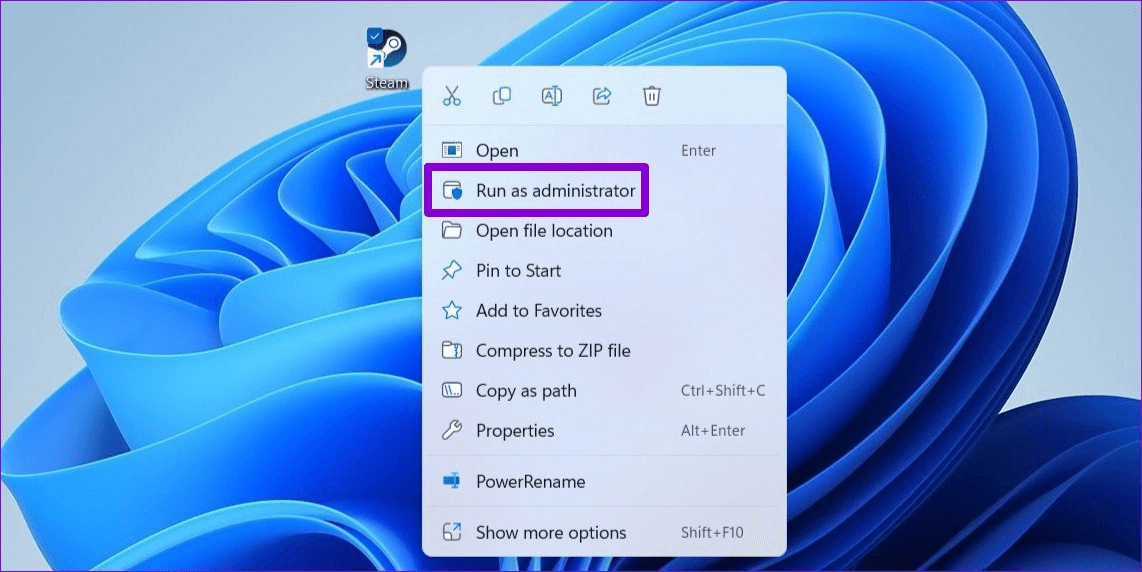 Run-Steam-as-Administrator أفضل 10 طرق لإصلاح استمرار تعطل Steam على Windows 11