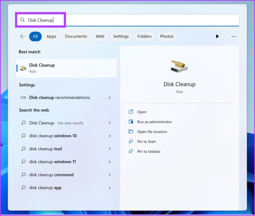 Run-diskcleanup-pin 9 طرق سريعة لتشغيل تنظيف القرص Disk Cleanup في Windows 11