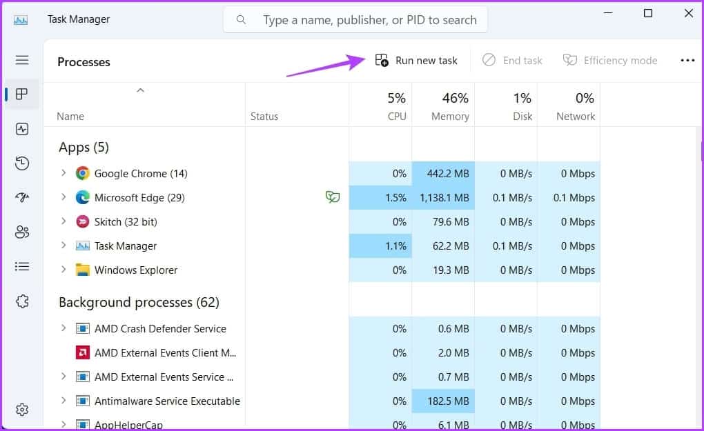 Run-new-task-option-2 أفضل 7 طرق للوصول إلى الآلة الحاسبة على Windows 11