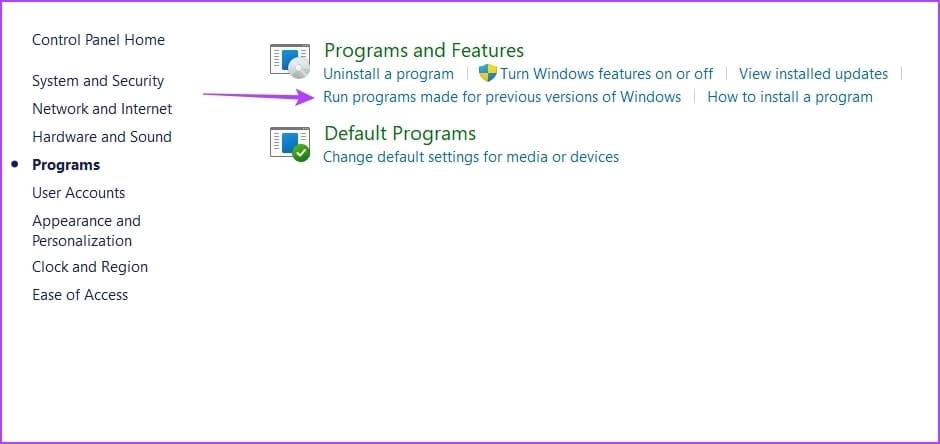 Run-programs-made-for-previous-versions-of-Windows-option 4 أفضل الطرق لتشغيل مستكشف أخطاء توافق البرامج ومصلحها على Windows 10 و Windows 11
