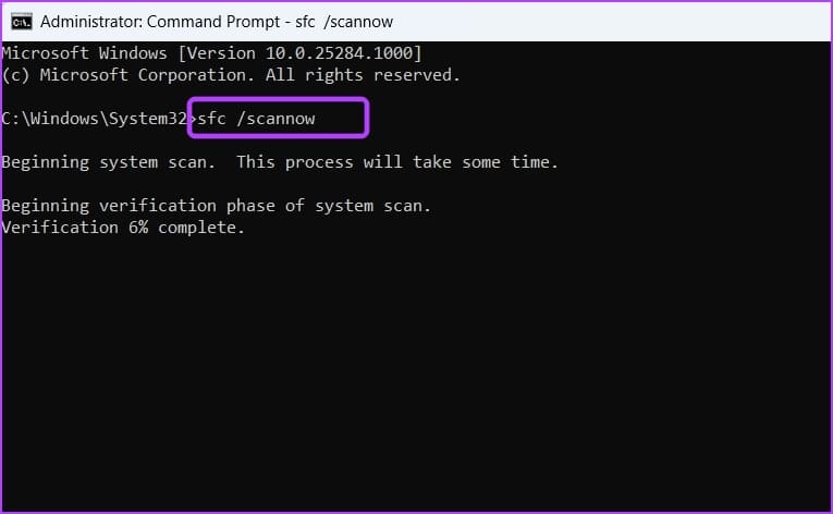 Running-SFC-Scan-1-1 كيفية إصلاح خطأ المجلد المضغوط غير صالح على Windows 11