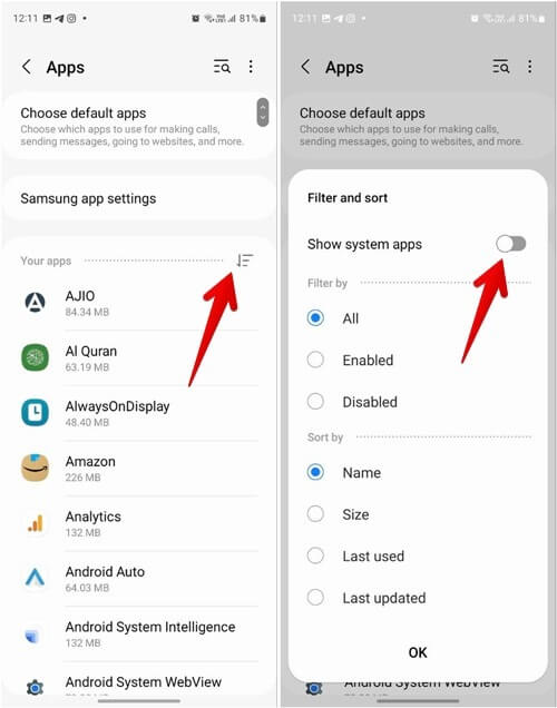 Samsung-Phone-Show-System-Apps Samsung DeX لا يعمل؟ جرب هذه الإصلاحات