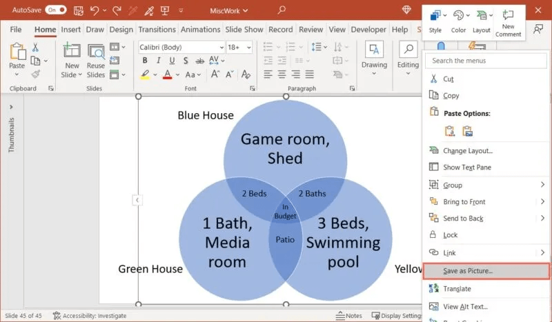 Save-As-Picture-Venn-Diagram-PowerPoint-800x467.jpg كيفية إنشاء مخطط Venn في Microsoft PowerPoint