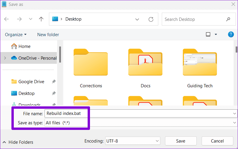 Save-Notepad-File-in-Windows كيفية إعادة إنشاء فهرس البحث في Windows 11