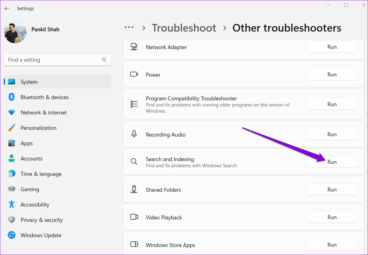 Search-and-Indexing-Troubleshooter-1 أفضل 7 طرق لإصلاح فتح قائمة البحث بشكل عشوائي في Windows 11
