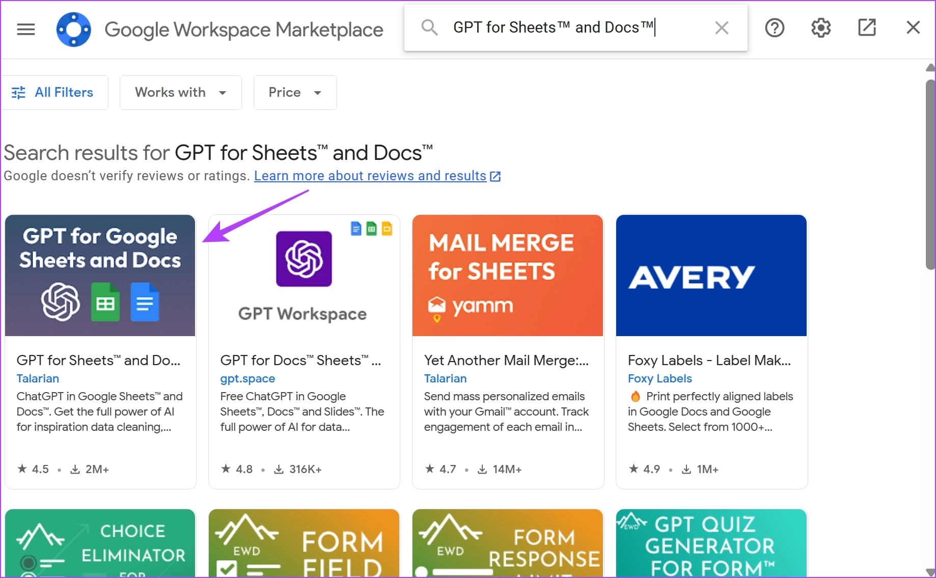 Select-the-Extension كيفية استخدام ChatGPT في Google Sheets على Windows و Mac