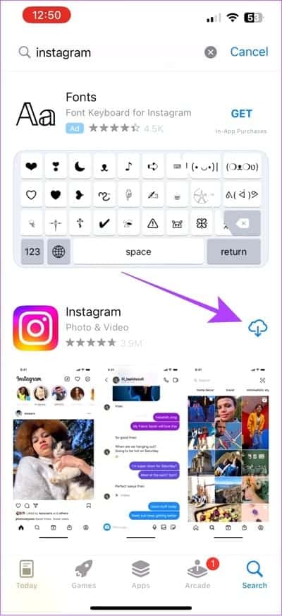 Serach-Instagram-on-the-App-Store-and-hot-download 10 طرق سهلة لإصلاح "هذه القصة غير متوفرة" على Instagram