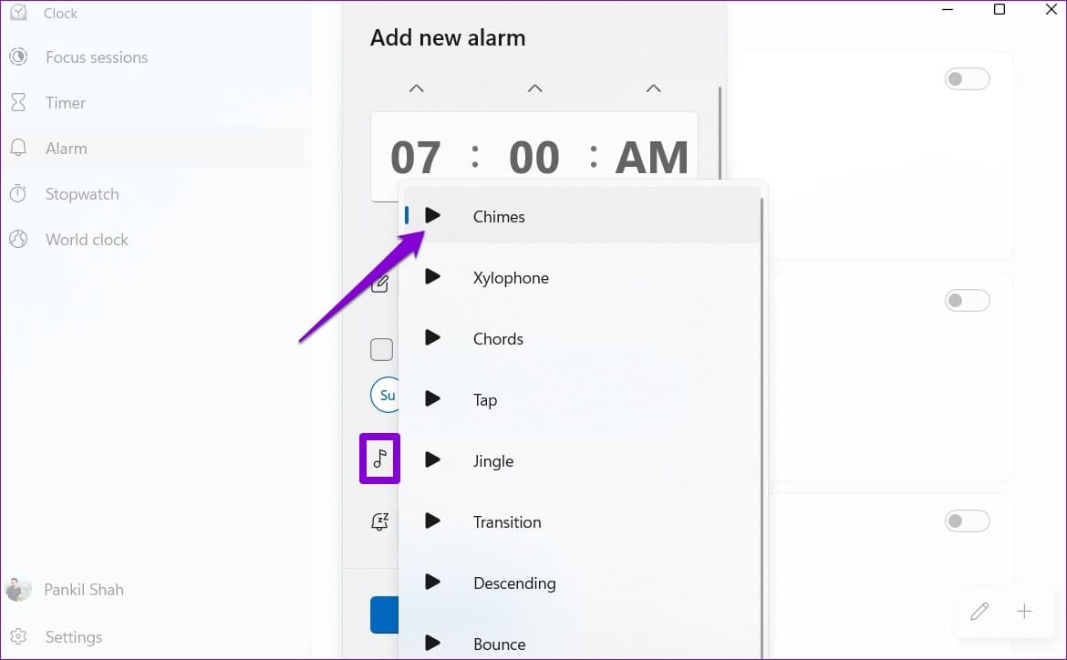 Set-Alarm-Tone-in-Windows-11-1 كيفية ضبط وتحرير وحذف المنبه في Windows 11