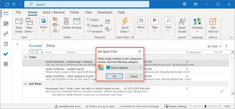 Set-Quick-Click-Box-Outlook-Windows-800x373.jpg كيفية استخدام فئات Microsoft Outlook لتنظيم البريد الإلكتروني