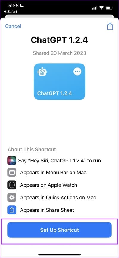 Set-Up-Shortcut كيفية استخدام ChatGPT مع Siri على iPhone