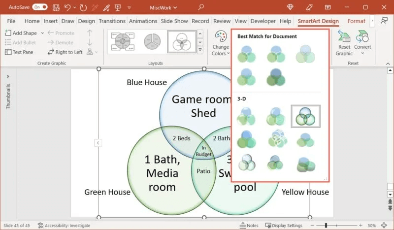 SmartArt-Styles-Venn-Diagram-PowerPoint-800x467.jpg كيفية إنشاء مخطط Venn في Microsoft PowerPoint