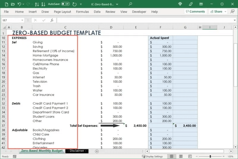 كيفية عمل ميزانية صفرية في Microsoft Excel - %categories