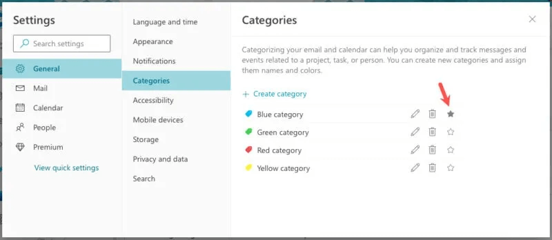 Star-Category-Outlook-Web-800x348.jpg كيفية استخدام فئات Microsoft Outlook لتنظيم البريد الإلكتروني