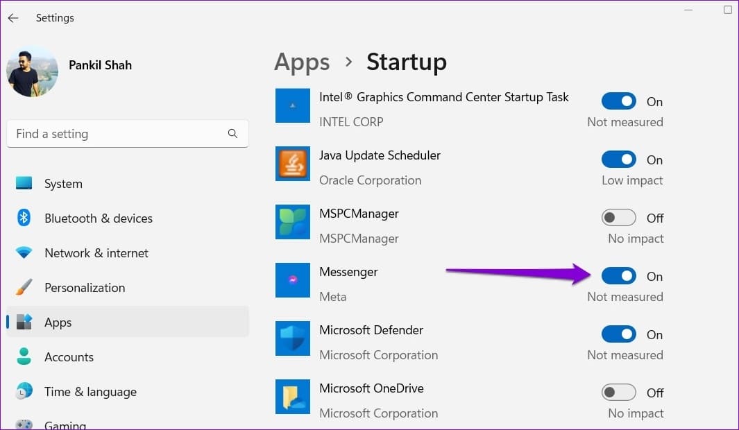 Stop-Facebook-Messenger-From-Opening-at-Startup-via-Windows-Settings-App كيفية منع Facebook Messenger من الفتح عند بدء التشغيل على Windows