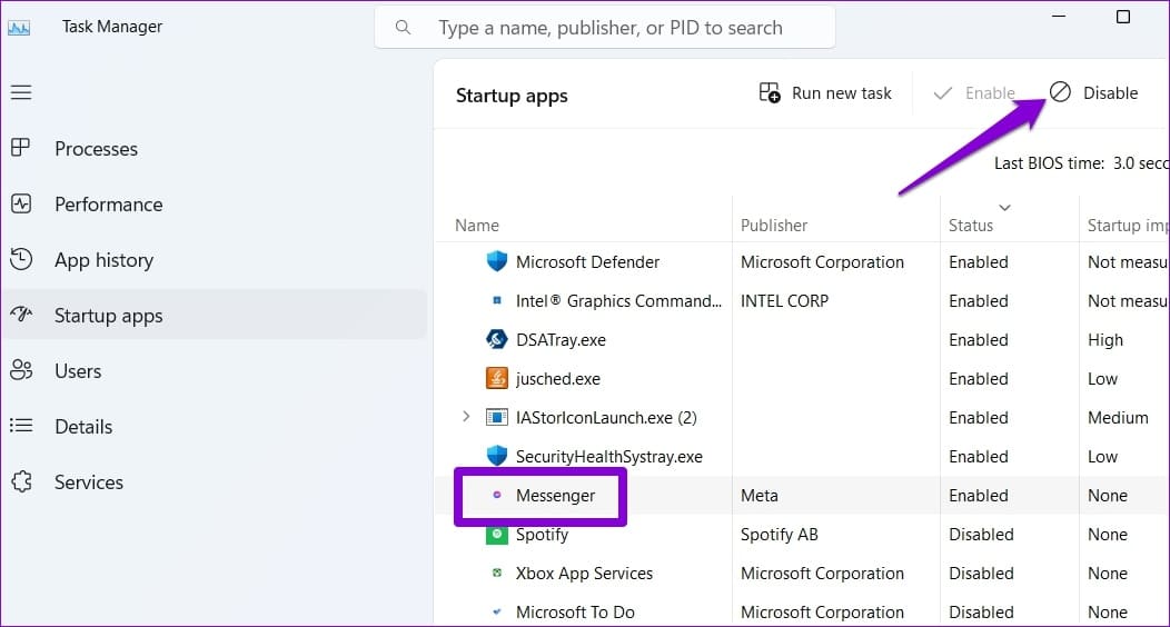 Stop-Facebook-Messenger-From-Opening-at-Startup-via-Windows-Task-Manager كيفية منع Facebook Messenger من الفتح عند بدء التشغيل على Windows