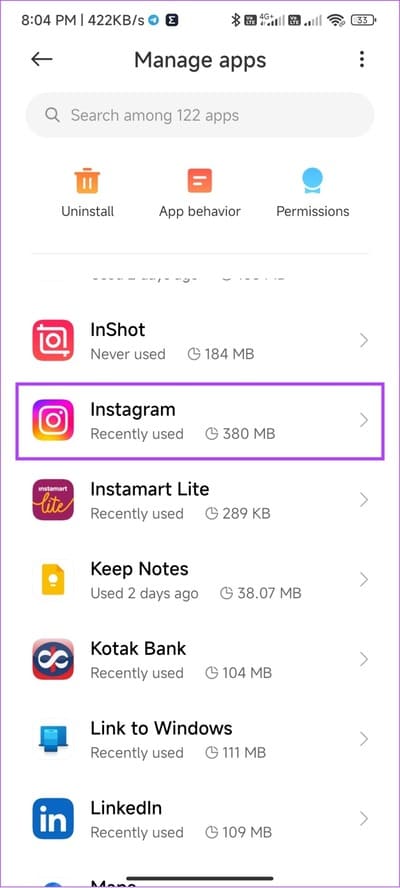 Tap-Instagram-from-apps-page 10 طرق سهلة لإصلاح "هذه القصة غير متوفرة" على Instagram