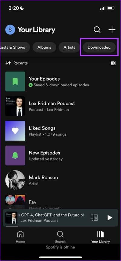 Tap-on-Downloaded-3 كيفية تنزيل الموسيقى والبودكاست على Spotify للاستماع دون اتصال