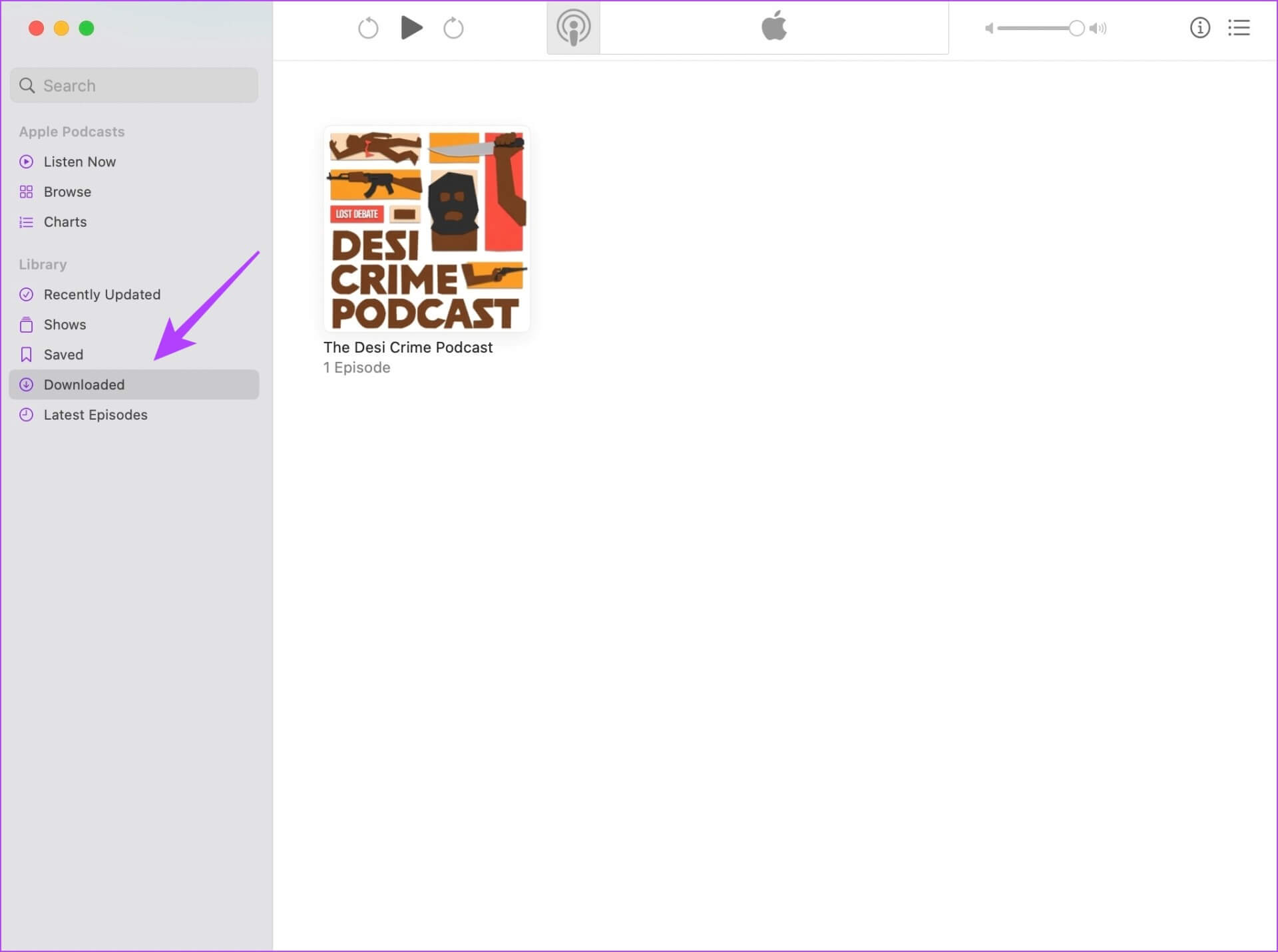 Tap-on-Downloaded-Mac كيفية إيقاف تطبيق Podcasts من تنزيل العروض تلقائيًا على iPhone و iPad و Mac