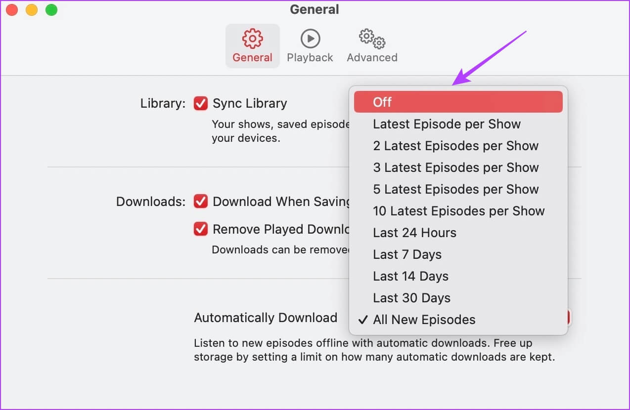 Tap-on-Off-Mac كيفية إيقاف تطبيق Podcasts من تنزيل العروض تلقائيًا على iPhone و iPad و Mac