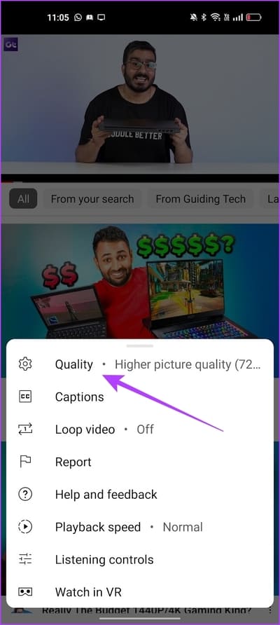 Tap-on-Quality-1 كيفية إصلاح مشكلة جودة YouTube غير المتوفرة على iOS و Android