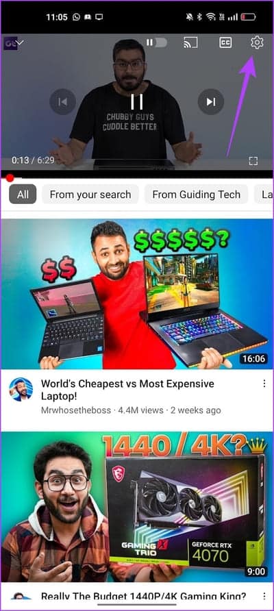 Tap-on-Video-Settings كيفية إصلاح مشكلة جودة YouTube غير المتوفرة على iOS و Android