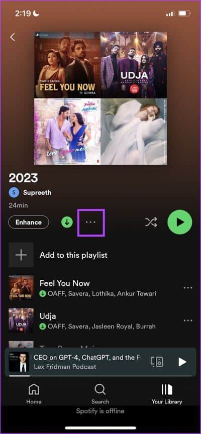 Tap-on-three-dots-11 كيفية تنزيل الموسيقى والبودكاست على Spotify للاستماع دون اتصال