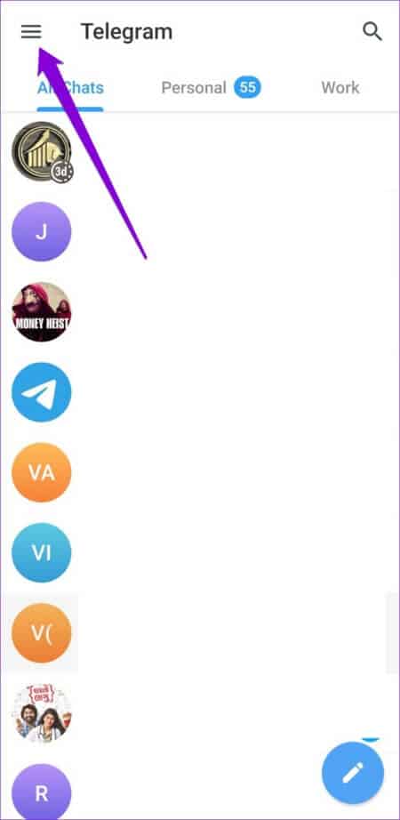 Telegram-App-Menu-1-500x1024-1 أفضل 8 طرق لإصلاح عدم فتح الروابط في Telegram