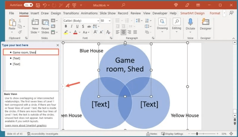 Text-Pane-PowerPoint-800x460.jpg كيفية إنشاء مخطط Venn في Microsoft PowerPoint