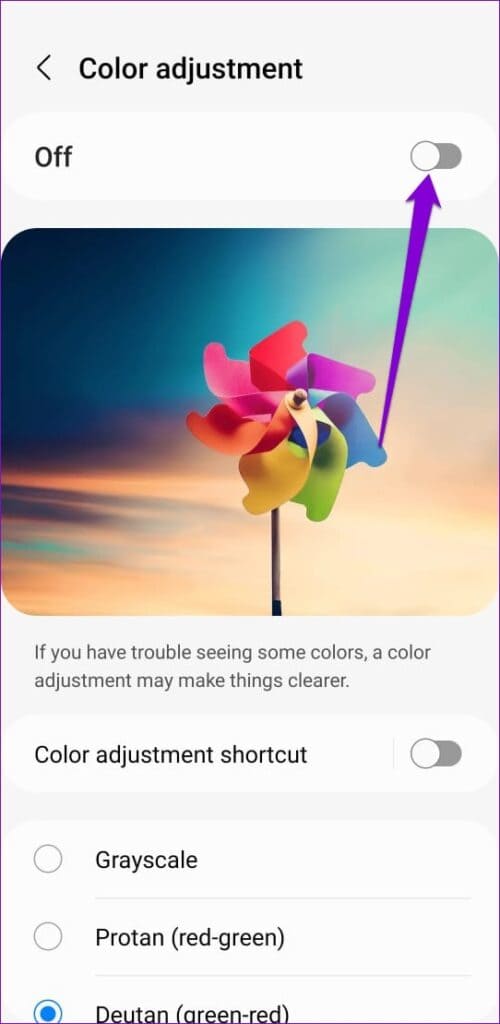Turn-Off-Color-Adjustment-on-Samsung-Phone-500x1024-1 أفضل 9 طرق لإصلاح شاشة Netflix السوداء مع مشكلة في الصوت على الهاتف المحمول وسطح المكتب