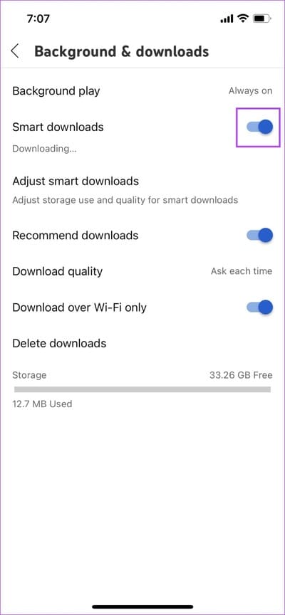 Turn-Off-Toggle-For-Smart-Downloads-1 كيفية إصلاح مشكلة جودة YouTube غير المتوفرة على iOS و Android