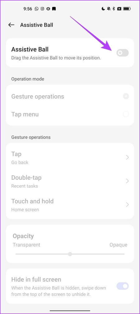 Turn-on-Assistive-Ball كيفية استخدام وضع التصفح بيد واحدة على iPhone و Android