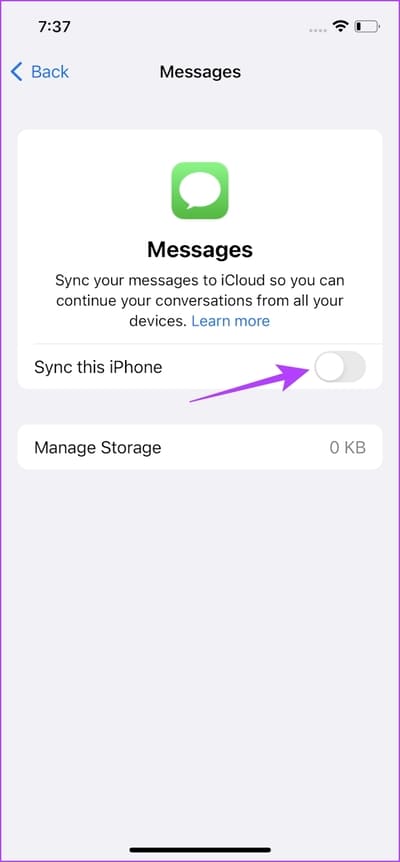 Turn-on-Toggle-for-Sync-This-iPhone 8 طرق لإصلاح عدم ظهور إعادة توجيه الرسائل النصية على iPhone