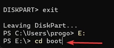 USB-Installer-Type-cd-boot-and-press-enter.jpg كيفية إنشاء مثبت Windows 11 USB باستخدام موجه الأوامر