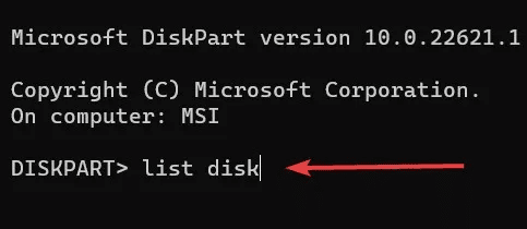 USB-Installer-Type-list-disk-and-press-enter.jpg كيفية إنشاء مثبت Windows 11 USB باستخدام موجه الأوامر